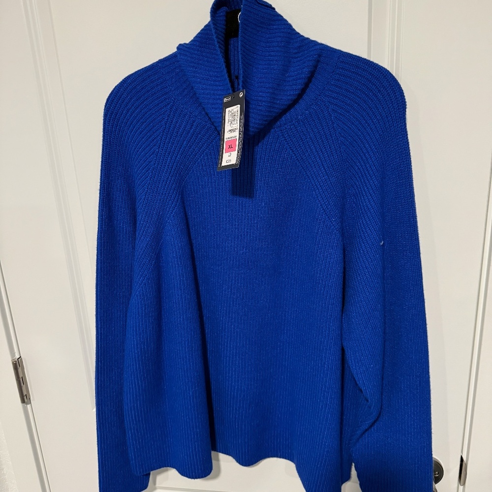 NWT Marks and Spencer Soft Touch Ribbed Roll Neck Jumper - Blue XL